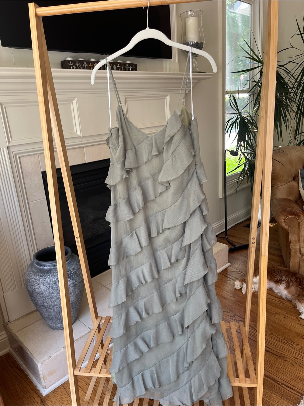 Lulu's Sage Green Ruffle Tiered Maxi Slip Dress